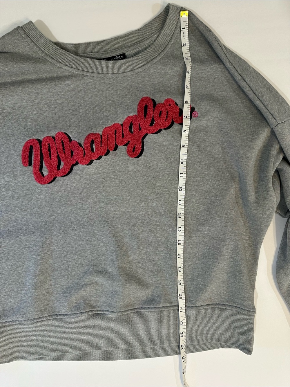 Wrangler Retro XXL Gray Pink Chenille Logo Oversized Sweatshirt Pullover - Picture 5 of 7